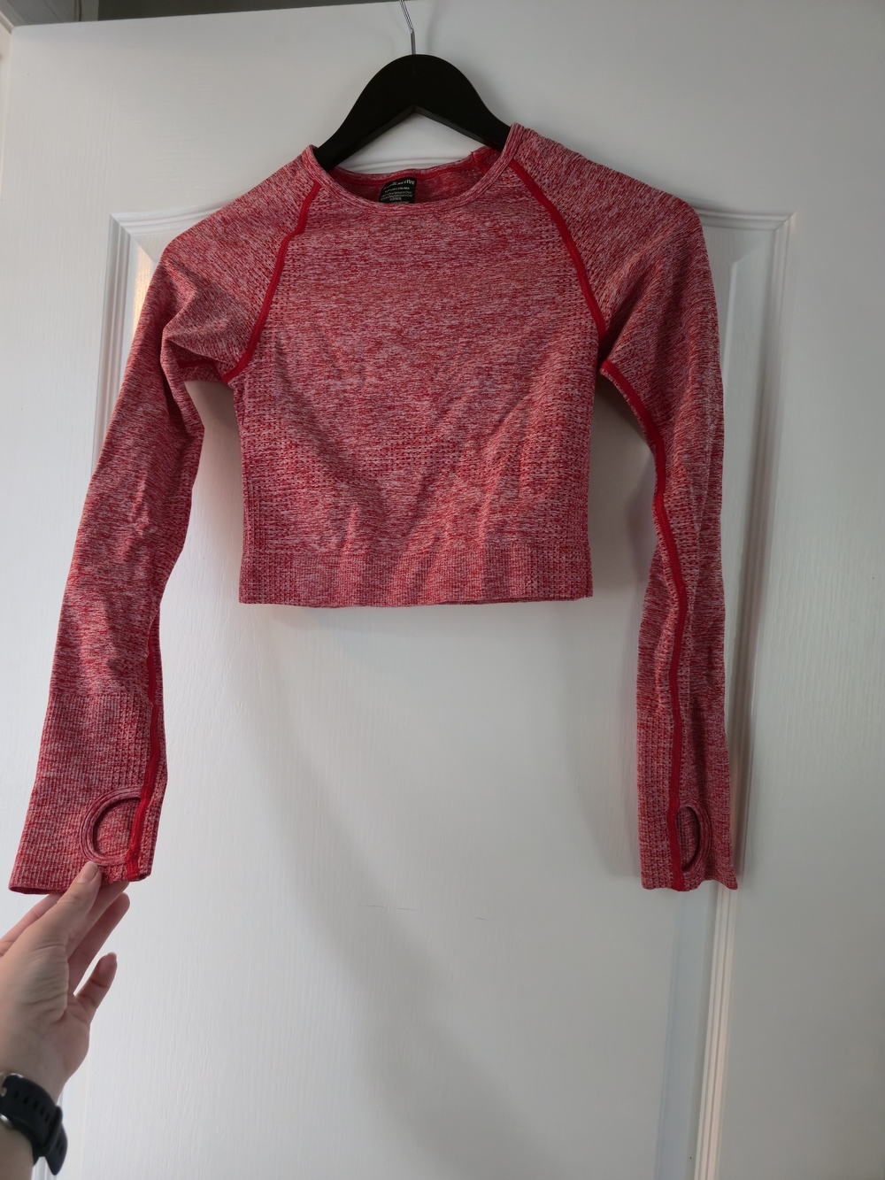 Seamless Pink/Victoria's Secret Red Long-Sleeve Workout Top